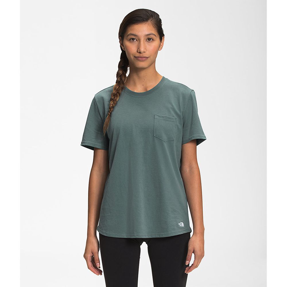 The North Face T-Shirts Womens Australia - The North Face Short Sleeve Woodmont Pocket Green (UPX-86